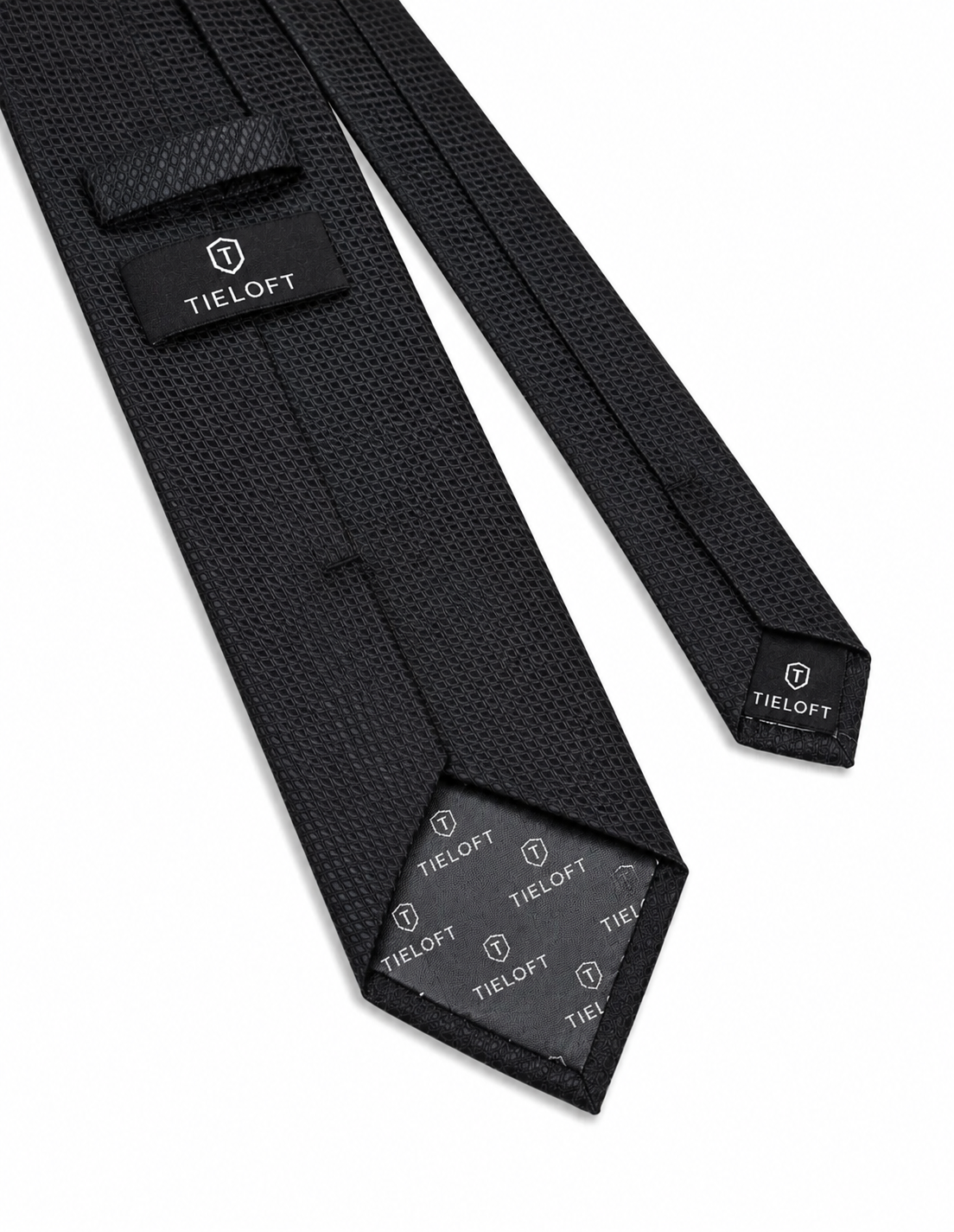 Tie Loft Men Solid Black Self Plain Silk Necktie