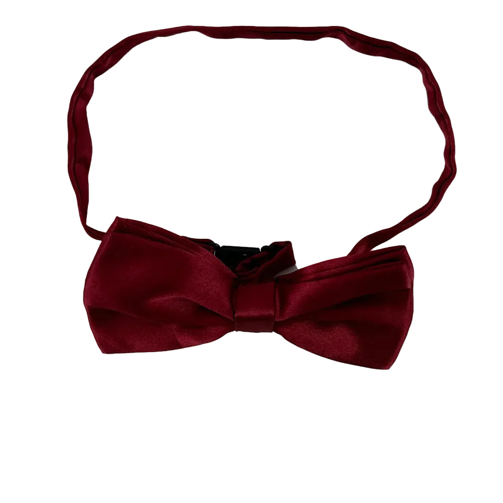 Tie Loft Men Solid Maroon Self Plain Satin Bow Tie