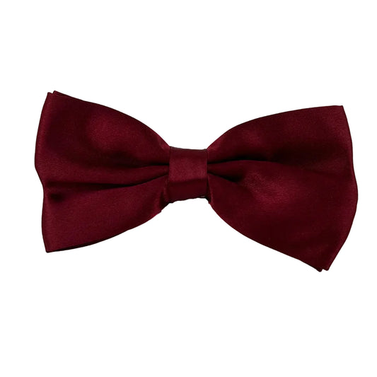 Tie Loft Men Solid Maroon Self Plain Satin Bow Tie