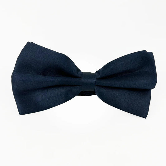 Tie Loft Men Solid Navy Blue Self Plain Satin Bow Tie
