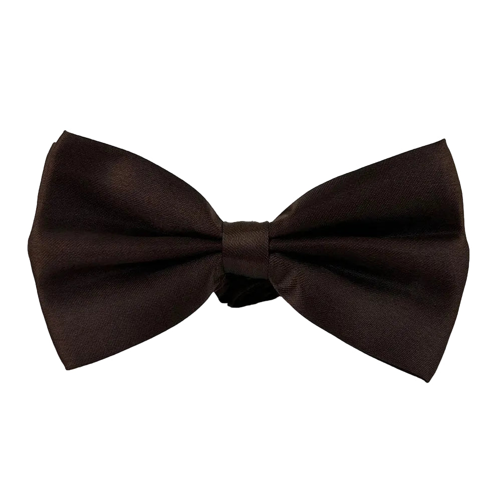 Tie Loft Men Solid Dark Brown Self Plain Satin Bow Tie