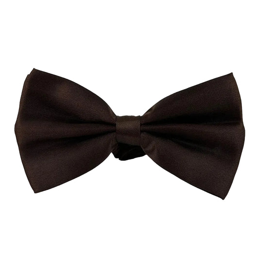 Tie Loft Men Solid Dark Brown Self Plain Satin Bow Tie