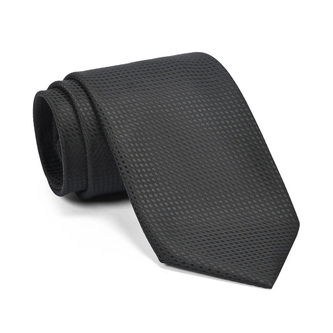 Tie Loft Men Solid Black Self Plain Silk Necktie