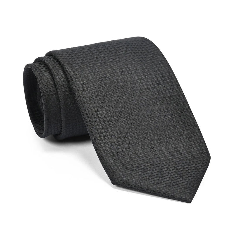 Tie Loft Men Solid Black Self Plain Silk Necktie